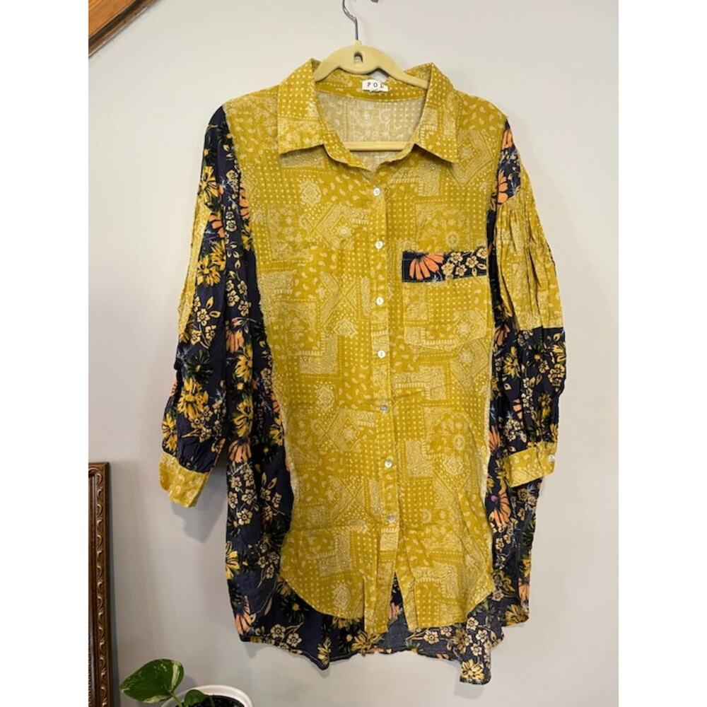 Pol Womens Patchwork Tunic Top - image 1